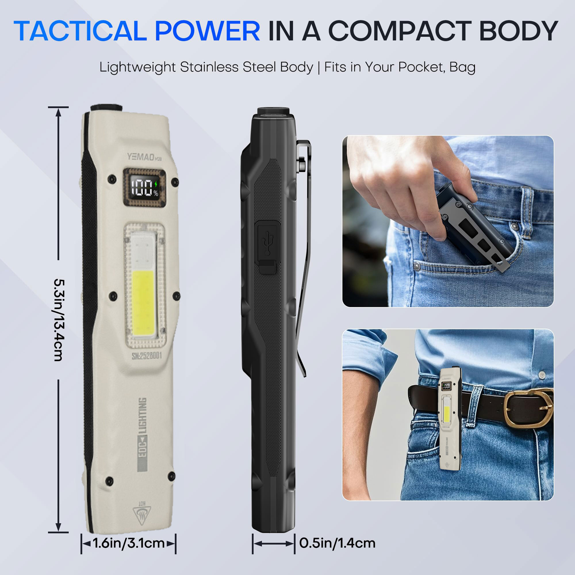 Portable 880LM YEMAO M28 Ultra - Tactical Flashlight Rechargeable recension och pris