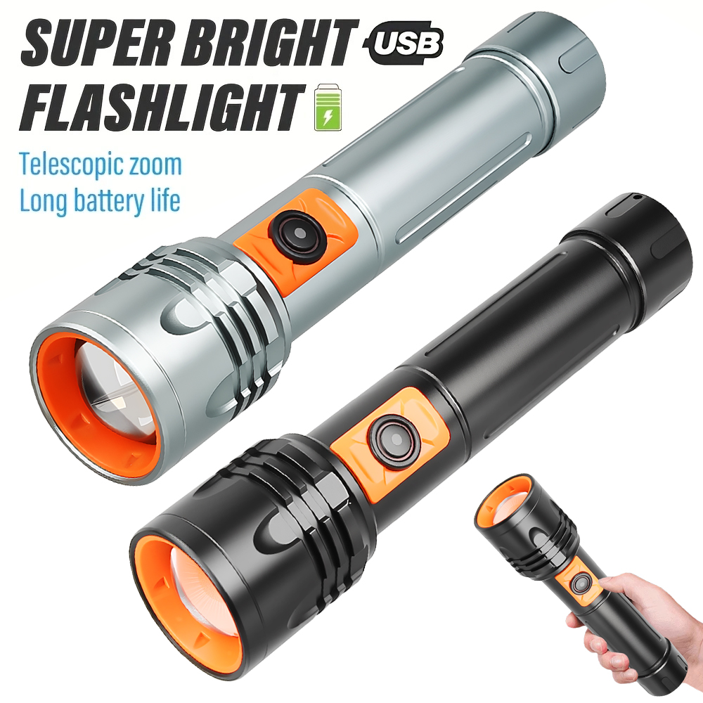High Power LED Flashlight USB  - Tactical Flashlight Rechargeable recension och pris