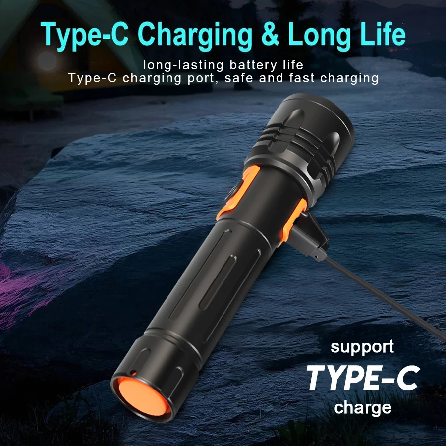 High Power LED Flashlight USB  - Tactical Flashlight Rechargeable recension och pris