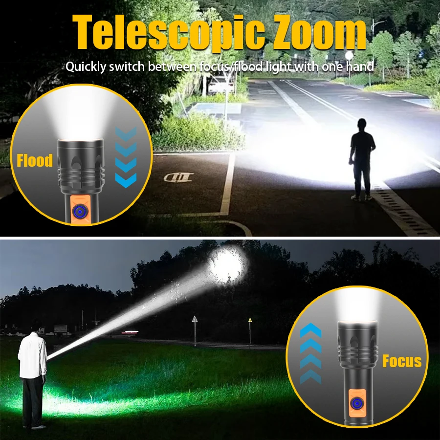 High Power LED Flashlight USB  - Tactical Flashlight Rechargeable recension och pris