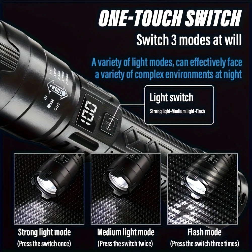 Tactical LED Flashlight 2000LM - Tactical Flashlight Rechargeable recension och pris